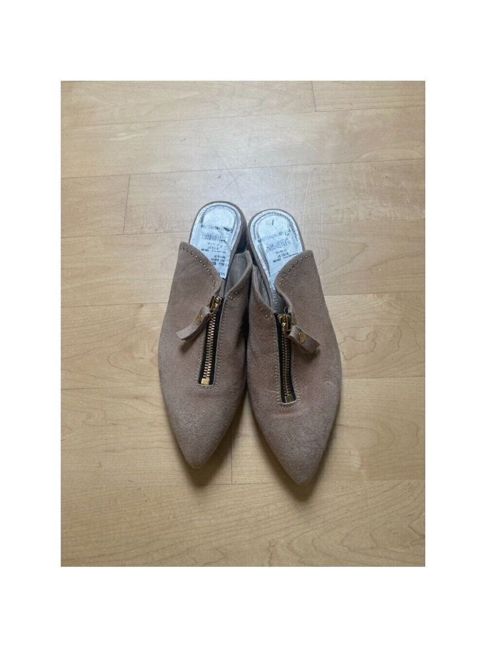 Agl BNWT pointy toe slip on mule women NEW studded zip - Picture 2 of 9